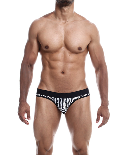 MaleBasics Lingerie Packaged Zebra Print Jockstrap with Minimal Coverage and Supportive Pouch for Everyday Comfort