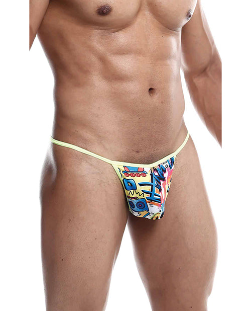 MaleBasics lingerie T thong yellow print soft minimal coverage men's g-string for discreet all-day comfort