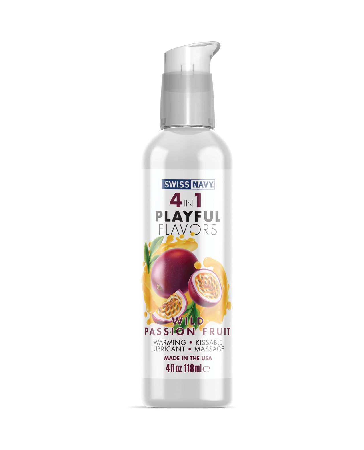 Swiss Navy Lubricant 4-in-1 Wild Passion Fruit Flavor Warming Sensation for Intimate Pleasure