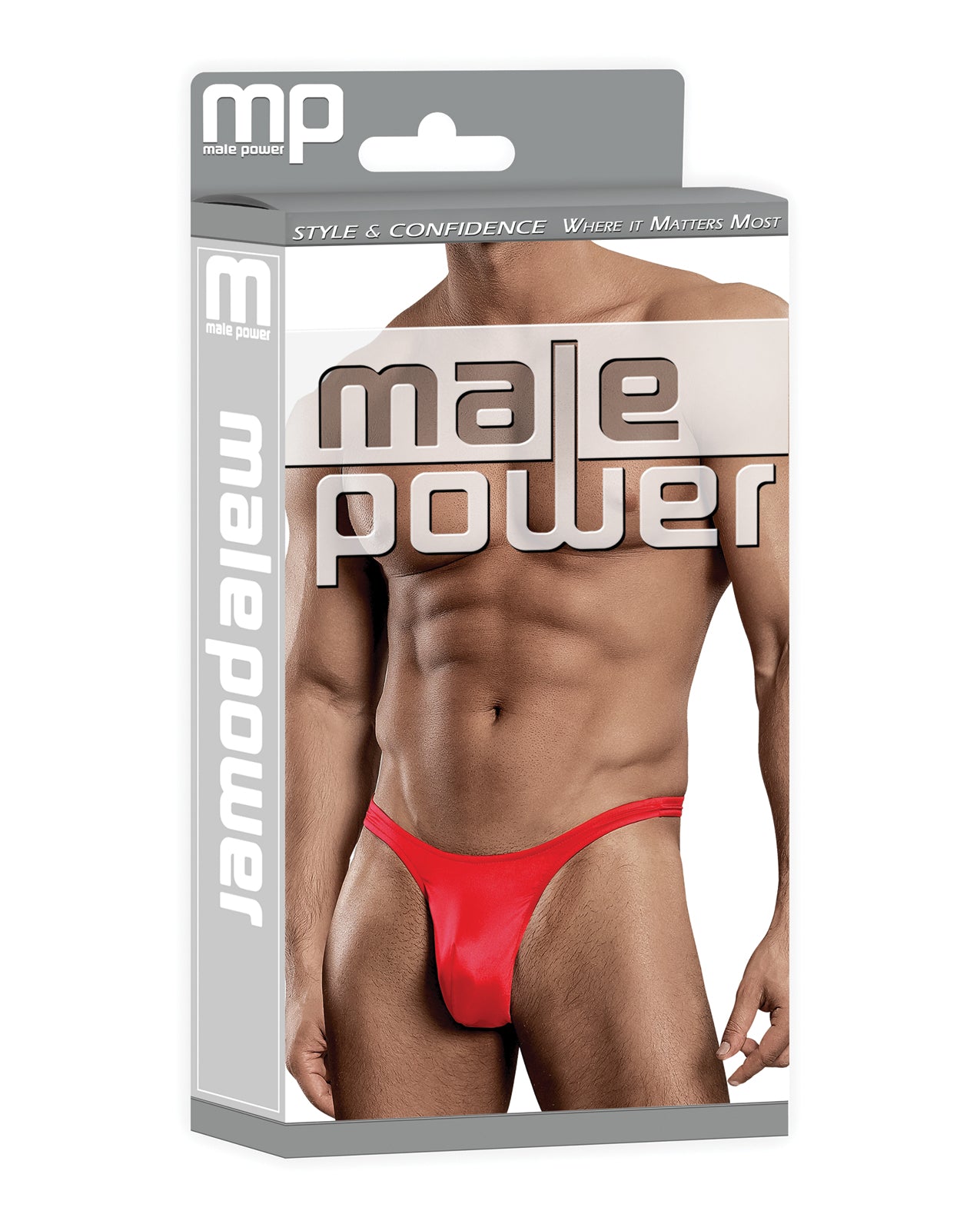Red Satin Bong Thong for Men L/XL with Stretch Nylon
