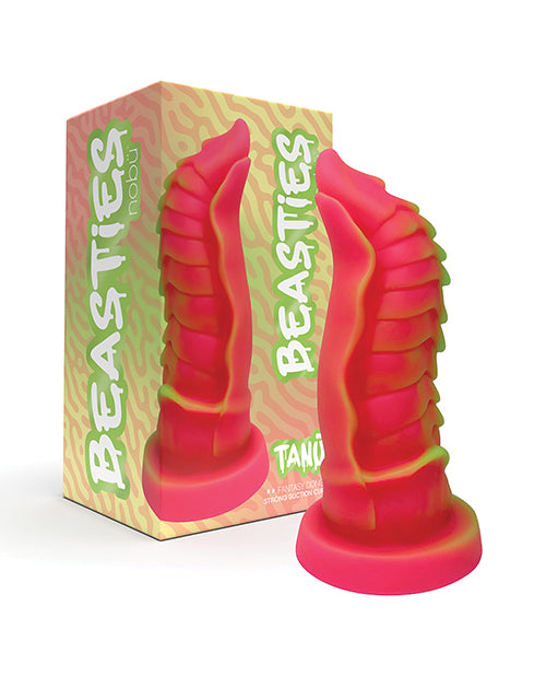 Nobü Silicone Dildo Florescent Pink Suction Cup Harness Compatible for Hands-Free and Partner Play