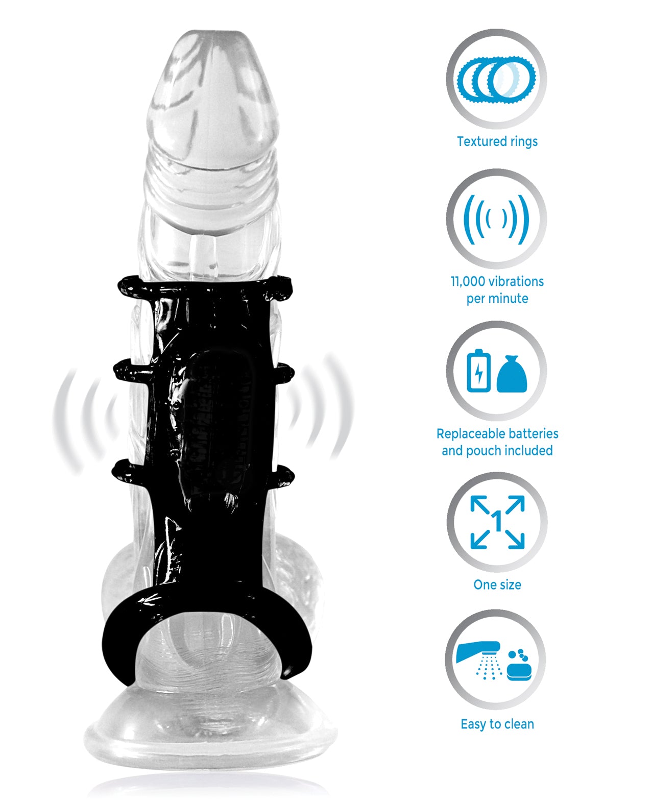 Black Vibrating Cock Cage with Slim Micro Vibrator by Doctor Love