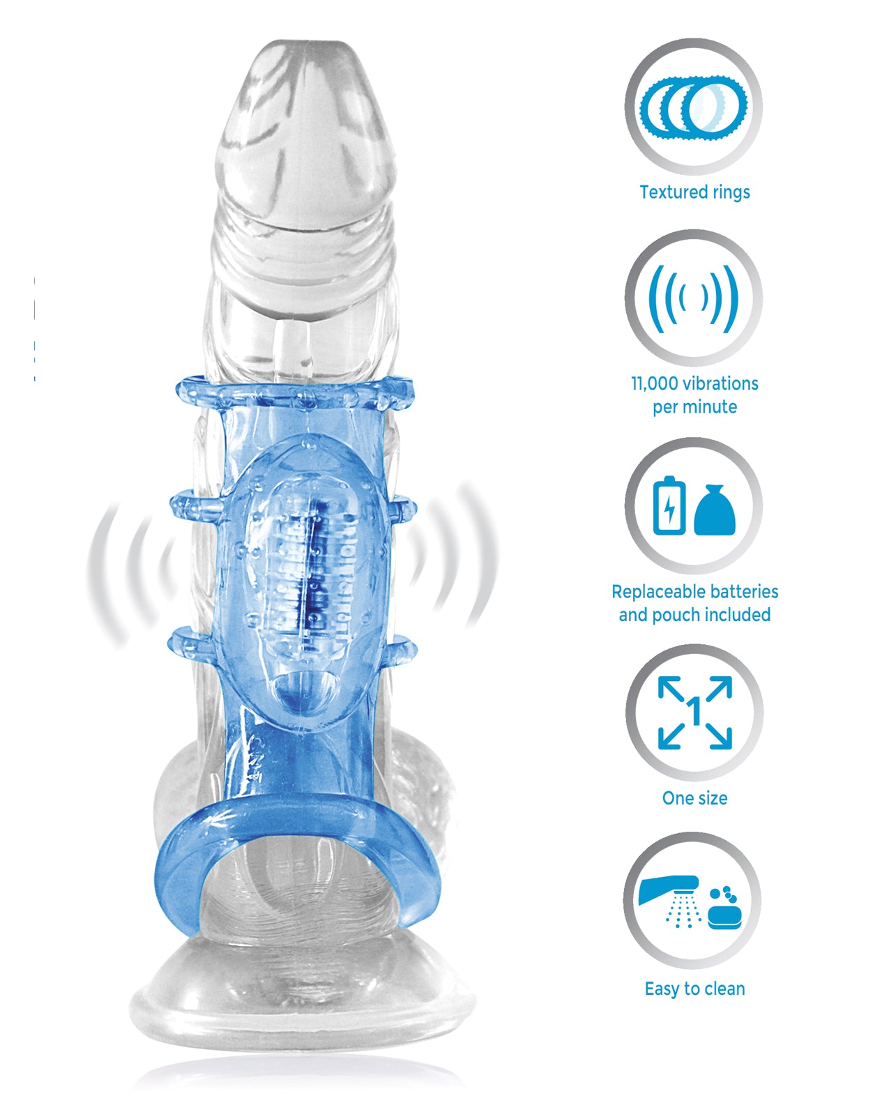 Doctor Love's Zinger Blue Vibrating Cock Cage with Micro Vibrator