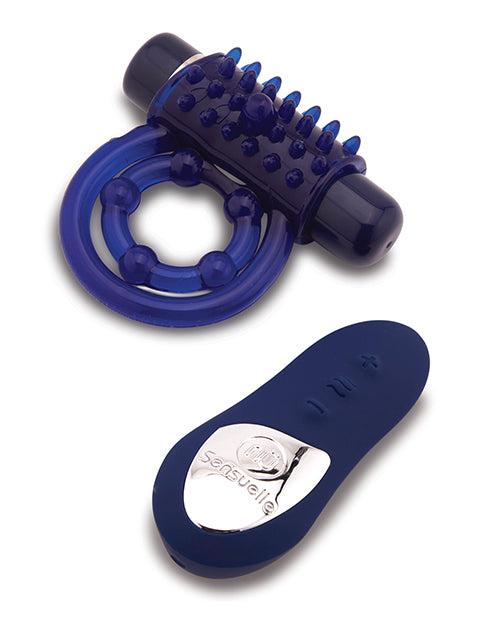 Nu Sensuelle Endure Ultra Flex Blue Remote Bullet Penis Ring with 15 Vibrations