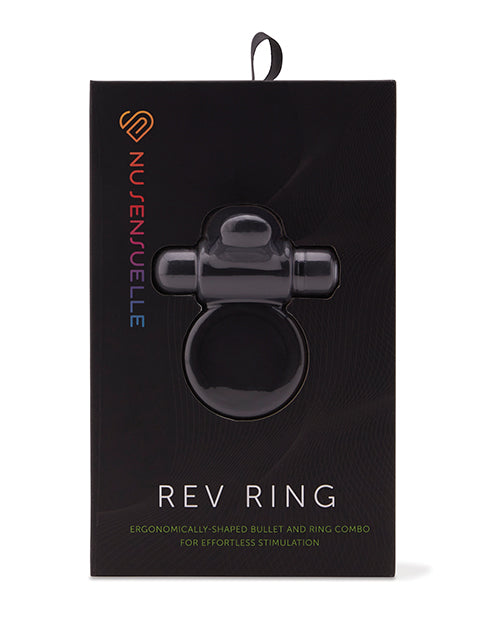 Nu Sensuelle Penis Enhancement Silicone Bullet Ring with Flutter Tip and 7 Vibration Functions for Couples' Stimulation