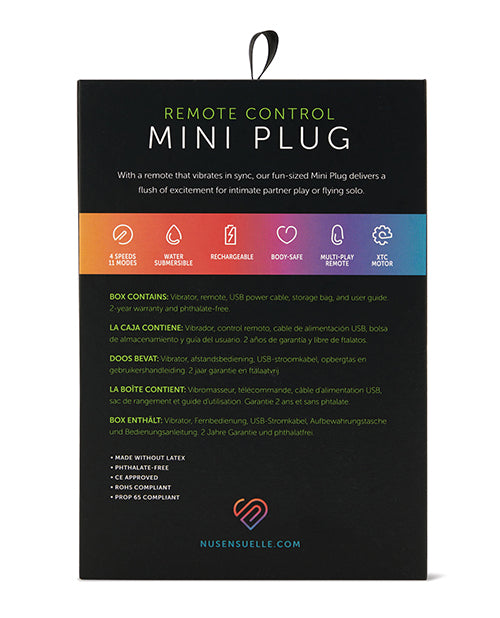 Nu Sensuelle Remote Control Mini Plug – Petite Rechargeable Anal Toy