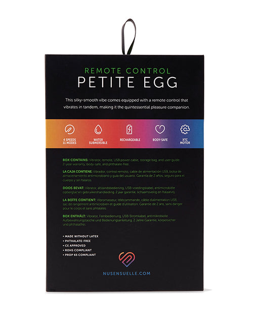 Nu Sensuelle Blue Remote Control Petite Egg with 15 Vibration Functions