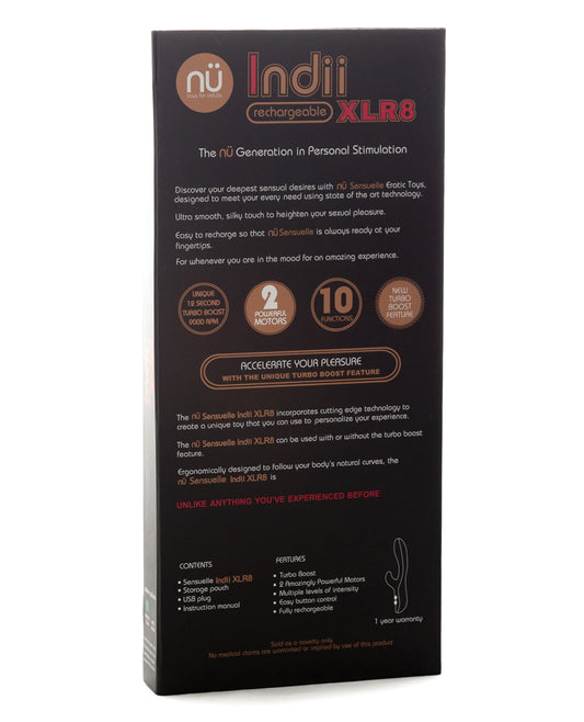 Nu Sensuelle Indii Rabbit Vibrator with XLR8 Turbo Boost in Electric Blue