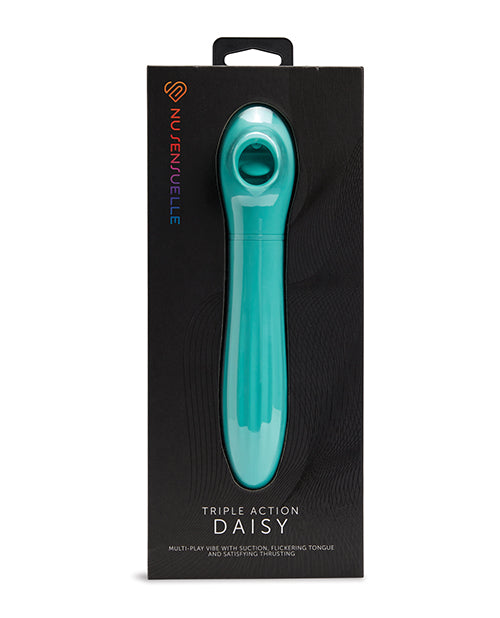 Nu Sensuelle Vibrator Triple Action Suction Thrusting in Neon Blue for Intense Multi-Sensation Stimulation