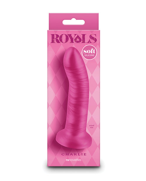 Royals Dildo Metallic Pink Curved Silicone Suction Cup for Hands-Free Adult Pleasure