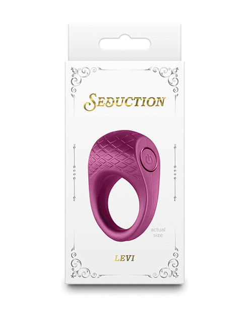 Seduction Cock Ring Vibrating Textured Metallic Burgundy for Enhanced Pleasure and Performance