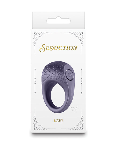 Seduction Vibrating Cock Ring Textured Silicone Rechargeable Metallic Grey for Penis Enhancement