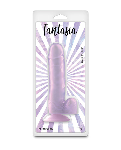 Fantasia Dildo Ballsy 6.5 Inch Flexible TPE with Shimmery Orchid Finish for Enhanced Sensation