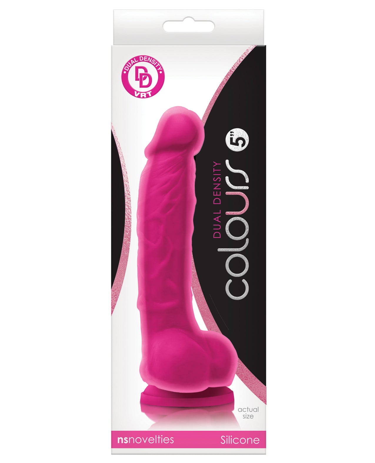 Colours Silicone Dong Dual Density with Balls Powerful Suction Cup in Pink for Realistic Pleasure