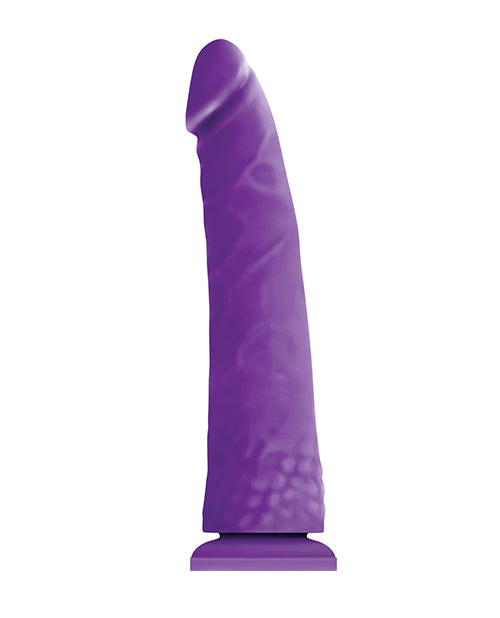 Colours Pleasures Thin 8 Inch Satin Silicone Dong with Suction Cup - Purple