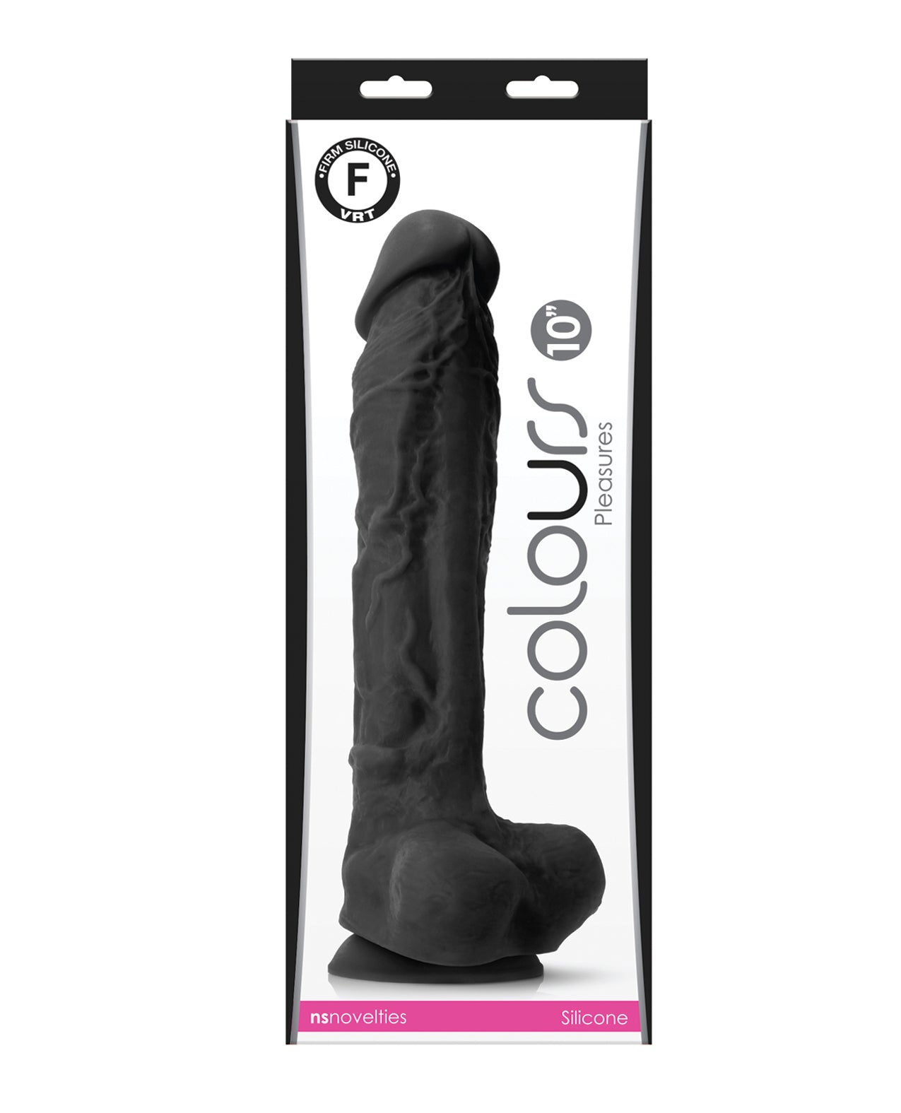 Colours 10 Inch Black Silicone Dildo with Realistic Mold and Satin Texture for Lifelike Sensation