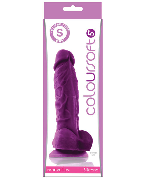 ColourSoft Dildo Purple Medical Grade Silicone Suction Cup Realistic Texture for Hands-Free Intimate Play