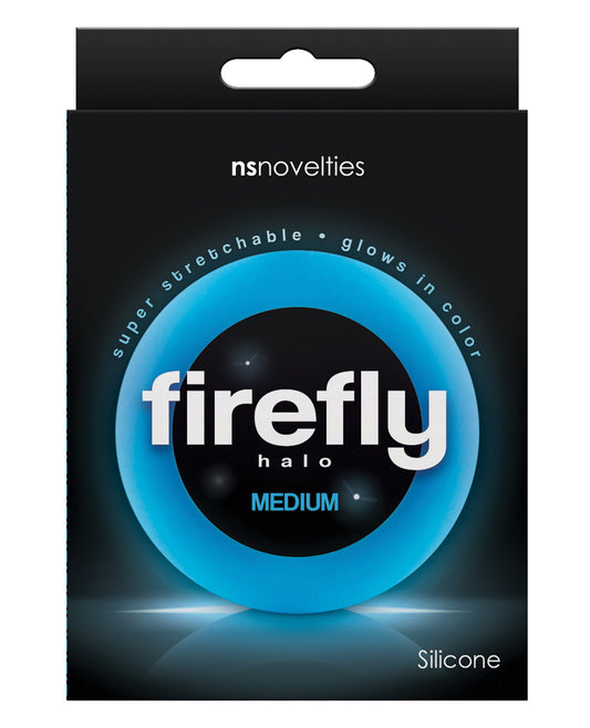 Firefly Cock Ring Medium Blue Glow-in-the-Dark Silicone for Enhanced Performance and Comfort