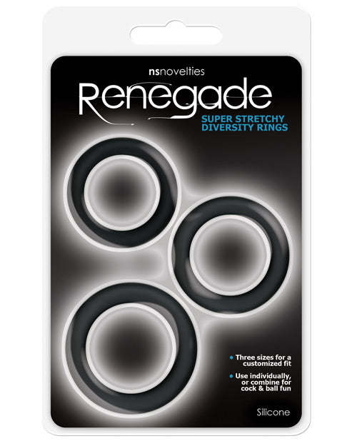 Renegade Penis Enhancement Rings Super Stretchy Silicone Pack of 3 Sizes for Versatile Support and Comfort