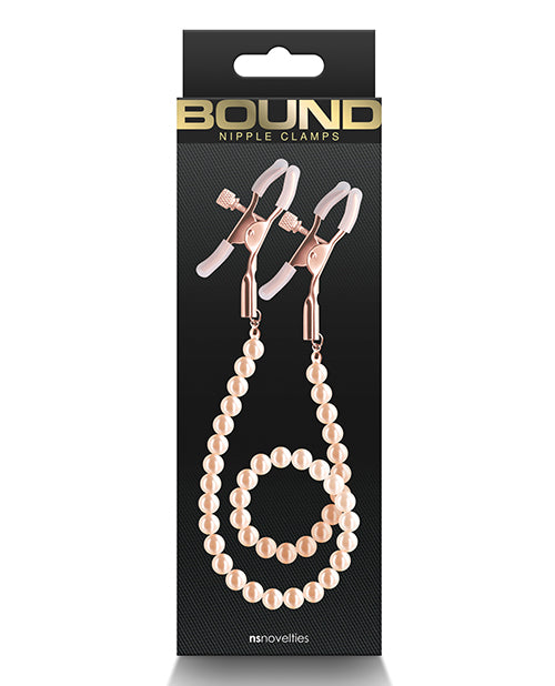 Bound Nipple Clamps Rose Gold Adjustable Design with Silicone Tips for Sensory Bondage Play