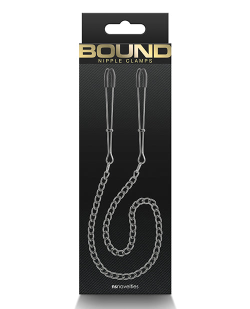Bound Bondage Nipple Clamps Adjustable Silicone-Tipped Gunmetal Design for Sensation Play and Comfort