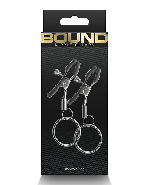Bound Nipple Clamps Adjustable Gunmetal Silicone Tips for Sensual Bondage Play