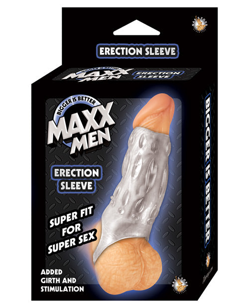 Maxx Men Penis Enhancement Sleeve in Clear with Added Girth and Waterproof TPE Design for Intimate Stimulation