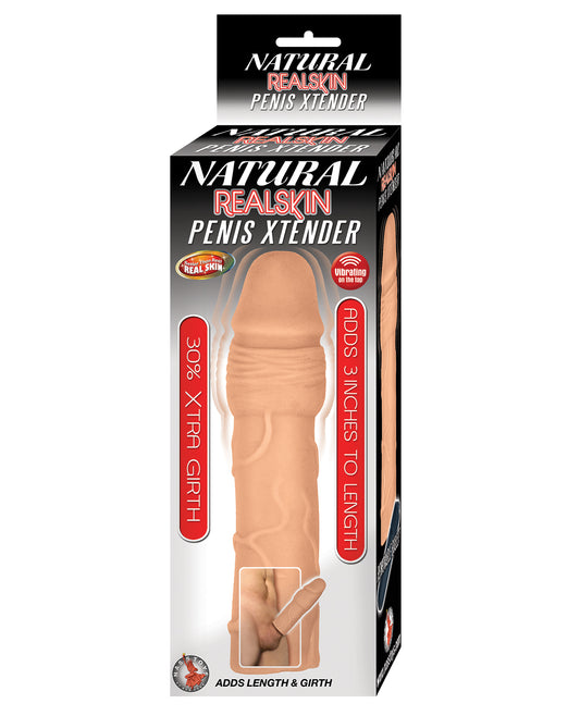Natural Penis Enhancement Sleeve Vibrating Realskin Texture Adjustable Length for Realistic Sensation