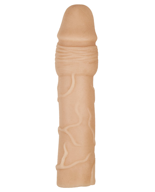 Natural Realskin Penis Extender Vibrating Sleeve with Adjustable Length
