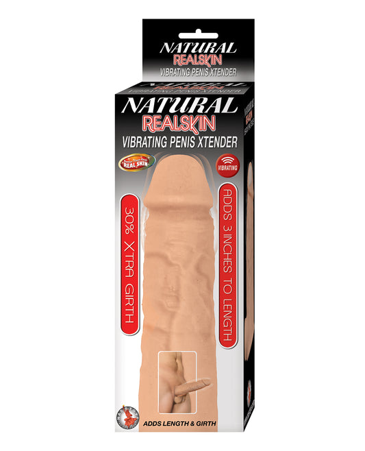 Natural Realskin Penis Xtender Vibrating Waterproof Enhancement for Length and Girth Increase