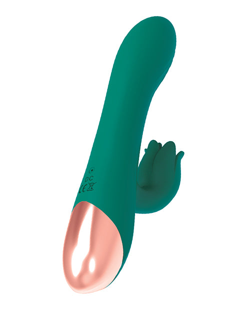 Vibrating Massager with Flicking Petal and Dual Motors in Green