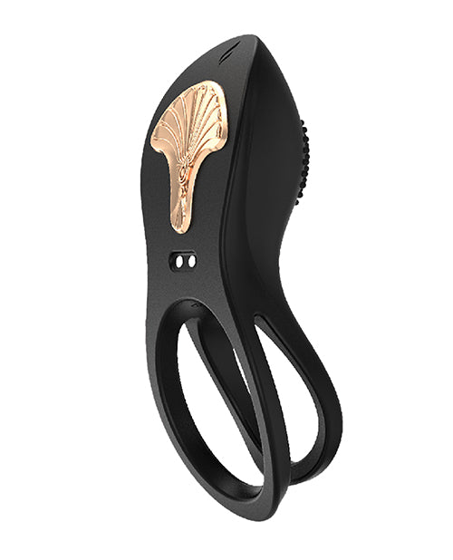 Gold Glam Silicone Cock Ring with Gold Accent - Black