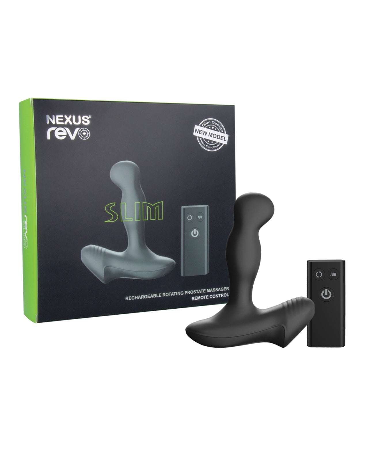 Nexus Prostate Massager Black Slim Rotating Shaft and Remote for Targeted Prostate Stimulation