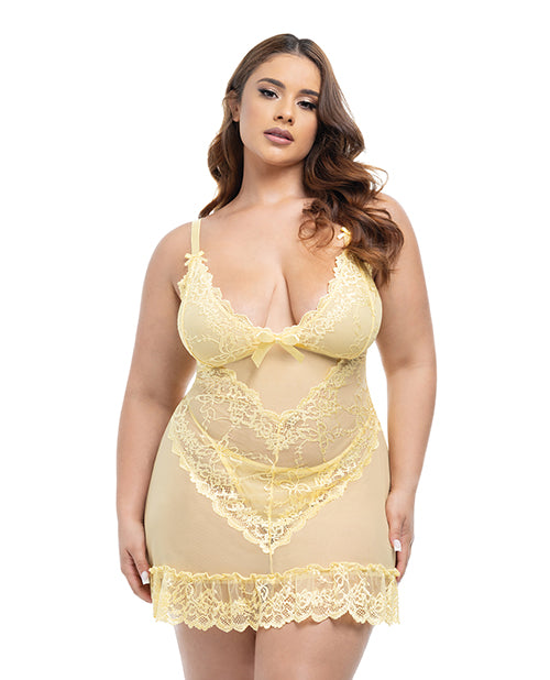 Oh La La Cheri Plus Size Babydoll Sheer Lace with Adjustable Straps for Romantic Evenings