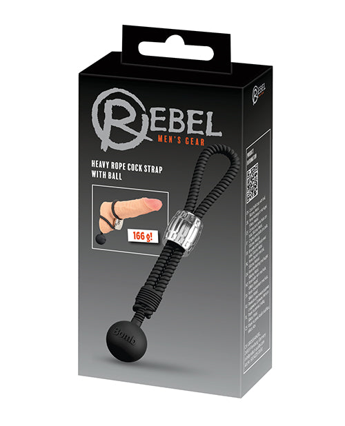Rebel Penis Enhancement Adjustable Heavy Rope Cock Lasso with Metal Weighted Ball for Erection Support