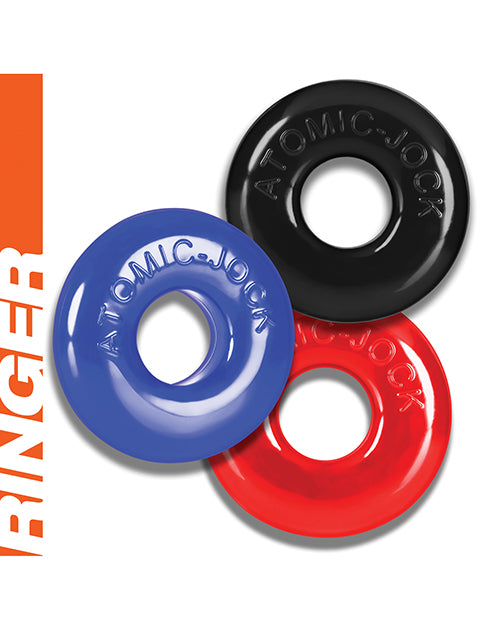 Oxballs Ringer Donut 1 Cock Ring Multicolored 3-Pack for Enhanced Bulge