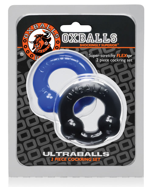 Oxballs Ultraballs Cock Rings Pack – Black/Police Blue Dual Stretchy Rings