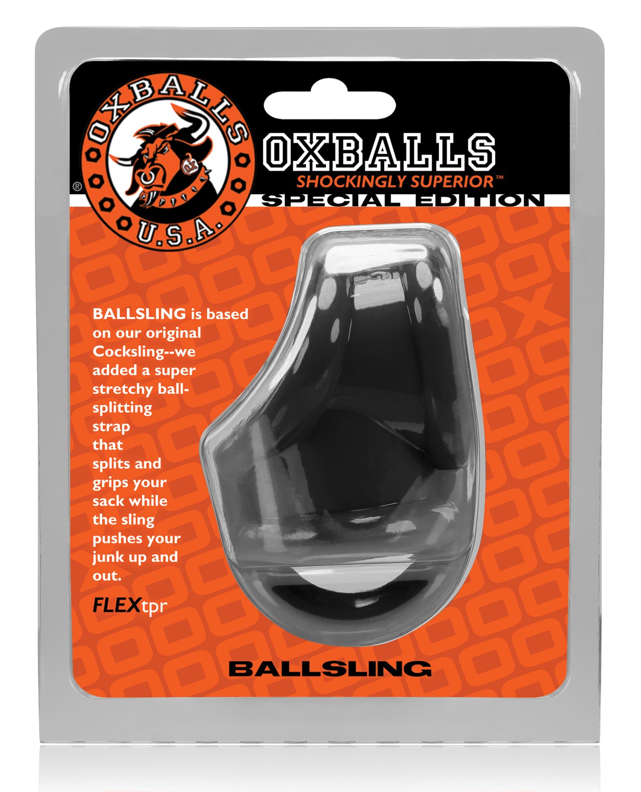 Oxballs Black Ball Split Sling with FLEXtpr Support