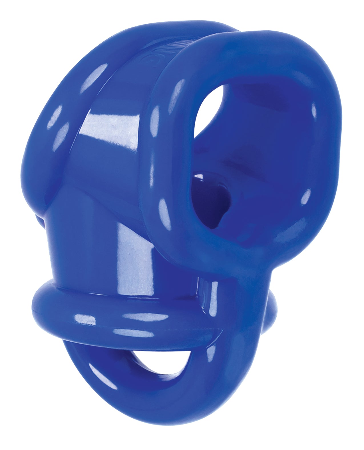 Oxballs ball split sling in Police Blue with FLEXtpr material and supportive strap for bulge enhancement