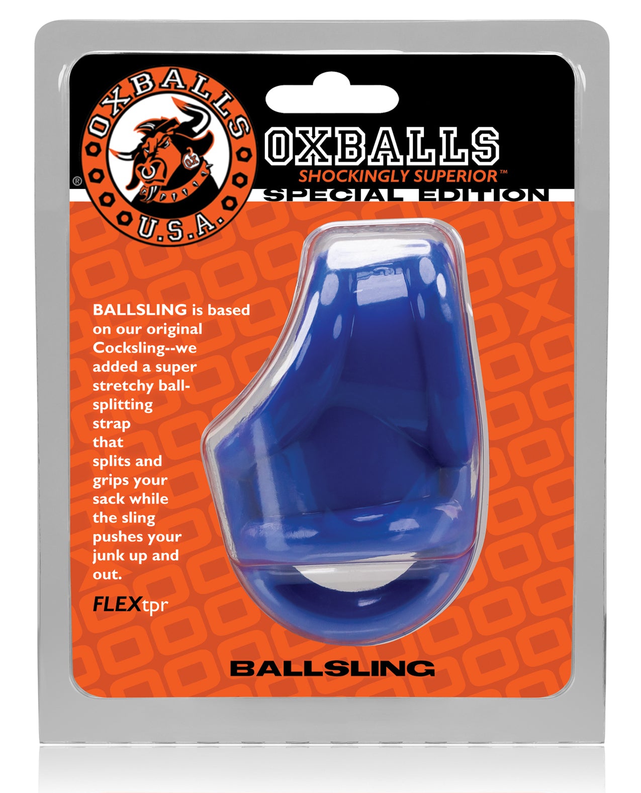 Oxballs Ballsling Ball Split Sling in Police Blue with FLEXtpr Support