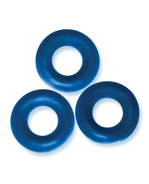 Oxballs Cock Rings Space Blue 3-Pack Stretchy Non-Roll Design for Secure Comfort and Support
