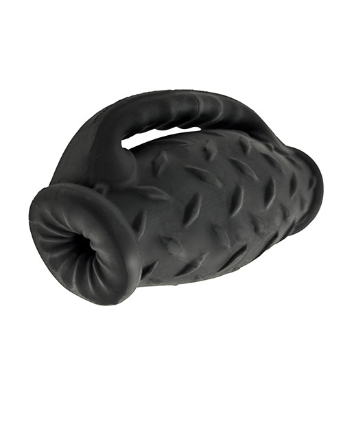 Oxballs Double Penetration Stroker with Dual Ribbed Openings and Diamond Plate Grip for Intense Solo Play