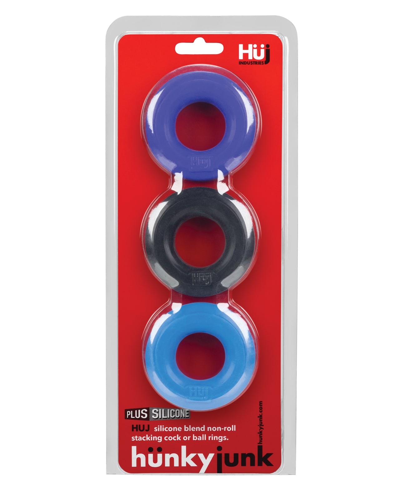 Hunky Junk C-Ring Multi Pack – Cobalt Silicone Comfort Pack of 3