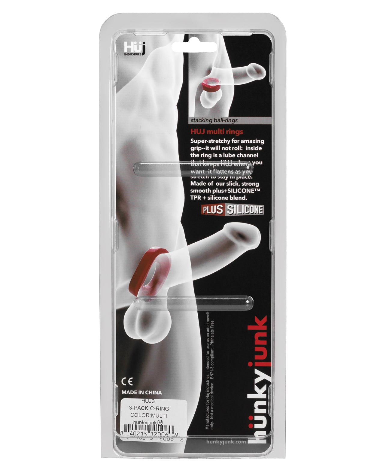 Hunky Junk C-Ring Multi Pack – Cobalt Silicone Comfort Pack of 3