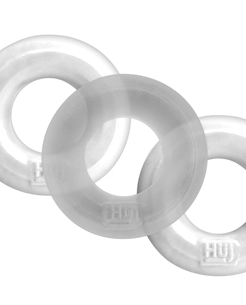 Hunky Junk Penis Enhancement White Ice C-Ring Multi Pack with Grooved Inner Design for Enhanced Comfort