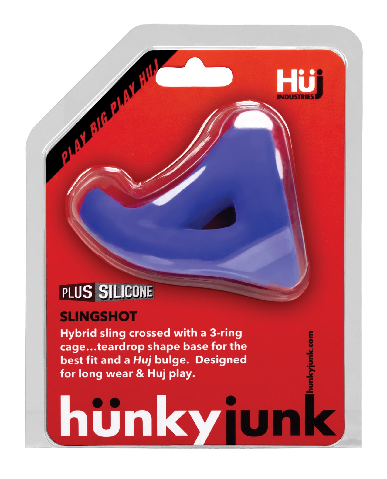 Hunky Junk Slingshot 3 Ring Teardrop Penis Enhancement Sling in Cobalt