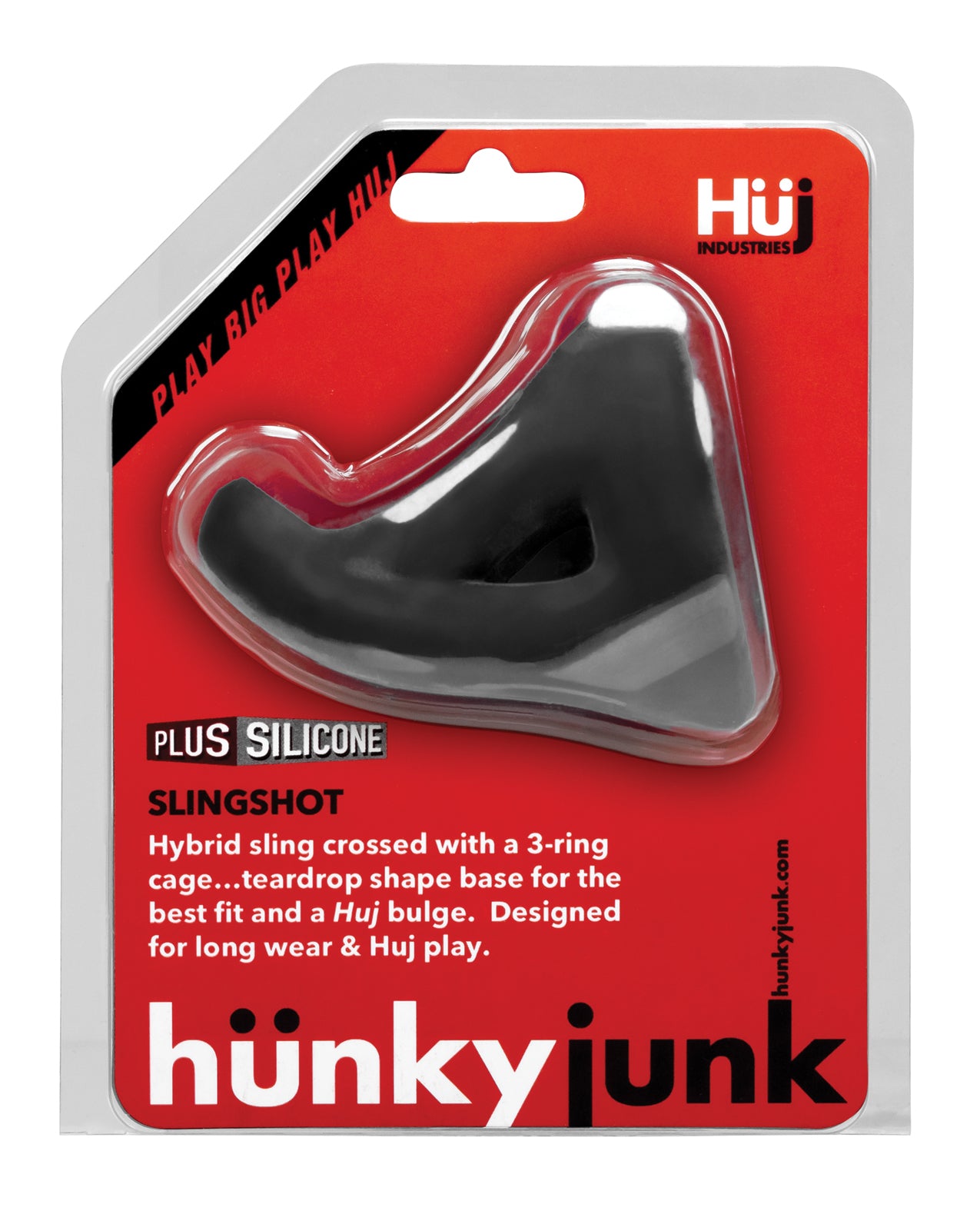 Hunky Junk Slingshot 3 Ring Teardrop Penis Sling in Tar
