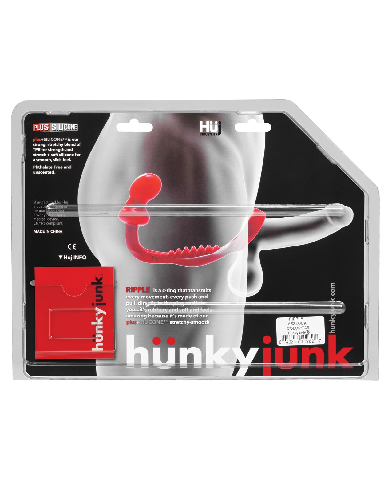 Ripple Asslock Anal Toy with Silicone C-Ring and Taint Massager