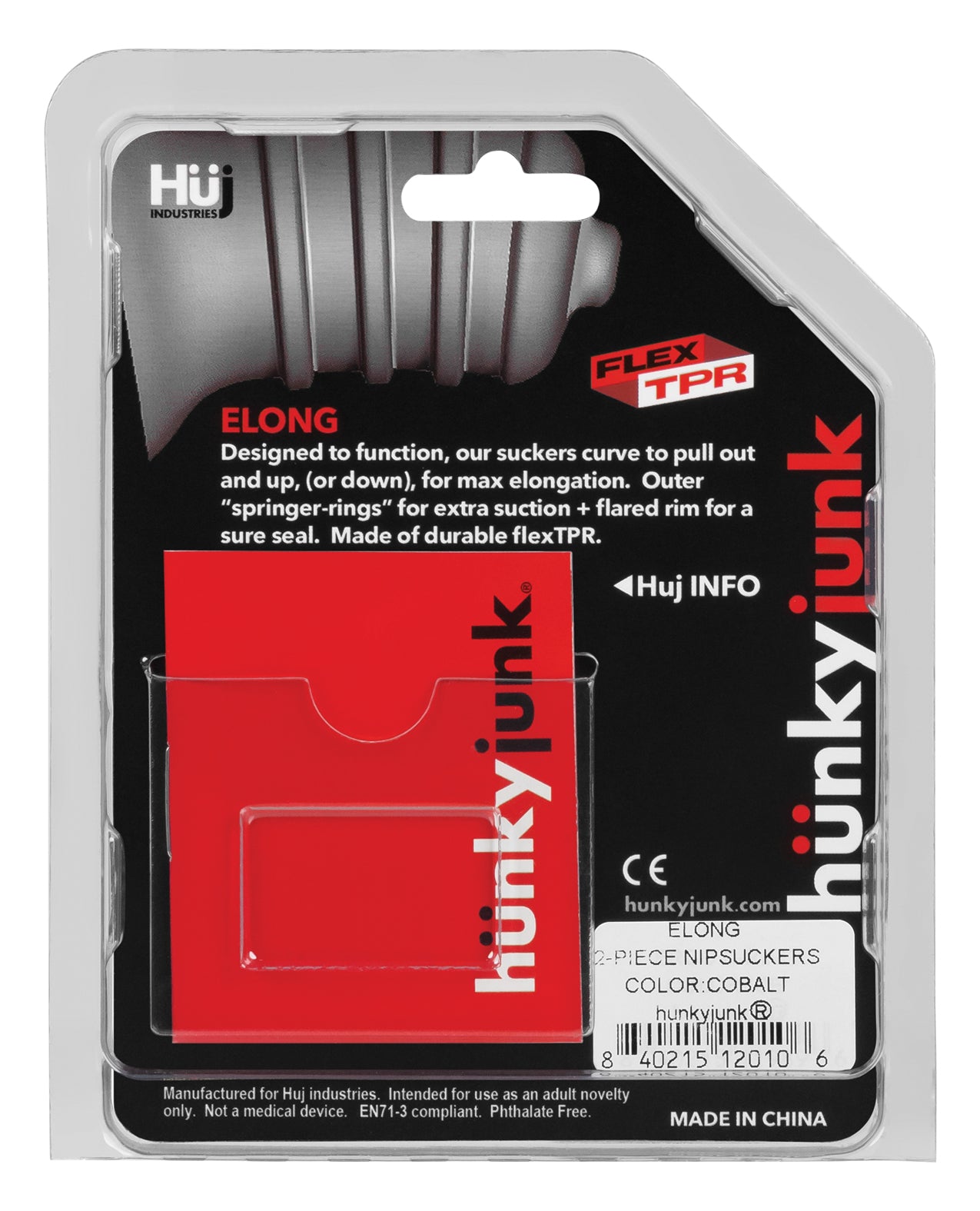 Hunky Junk Elong Nipsuckers in Cobalt with Deep Suction & Flexible Fit