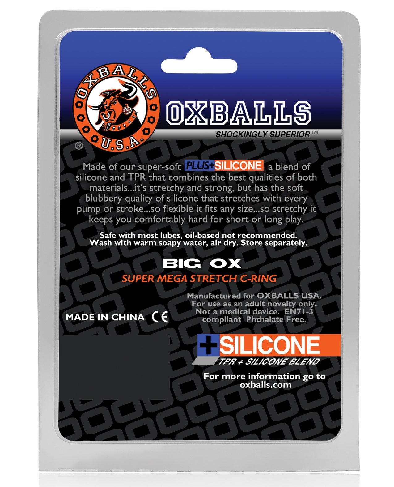 BIG OX Thick Silicone Cockring with Stretchable Comfortable Design - Black Ice
